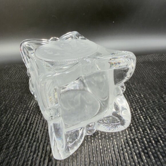 Vintage Square Clear Crystal Frosted Coin Toothpick Holder Match Holder Small - Picture 12 of 13